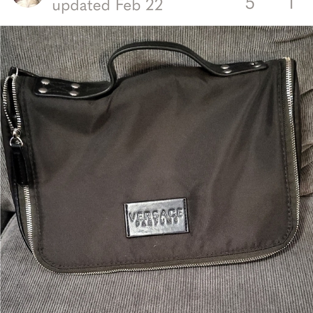 Versace Black Toiletry Bag with Sleek Design